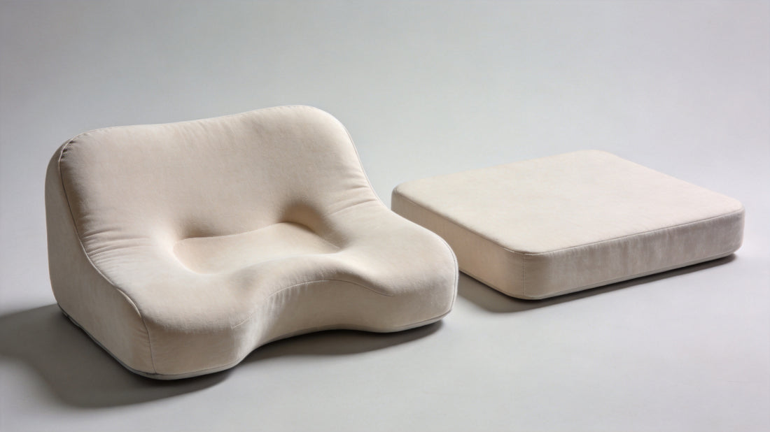 Side by side comparison of memory foam and regular cushion