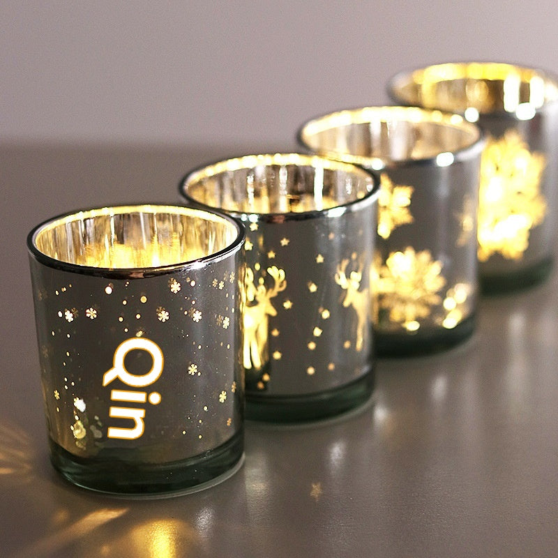Snowflake Glass Candle Holder | Electroplated Christmas Centerpiece