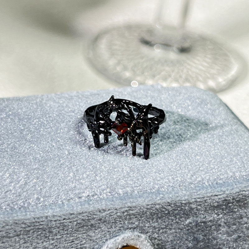 Halloween Ghost & Spider Gothic Ring | Dark Spooky Statement Prop