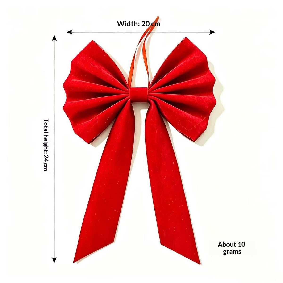 Flocked Christmas Bow Ornament | 3D Tree & Wreath Decoration