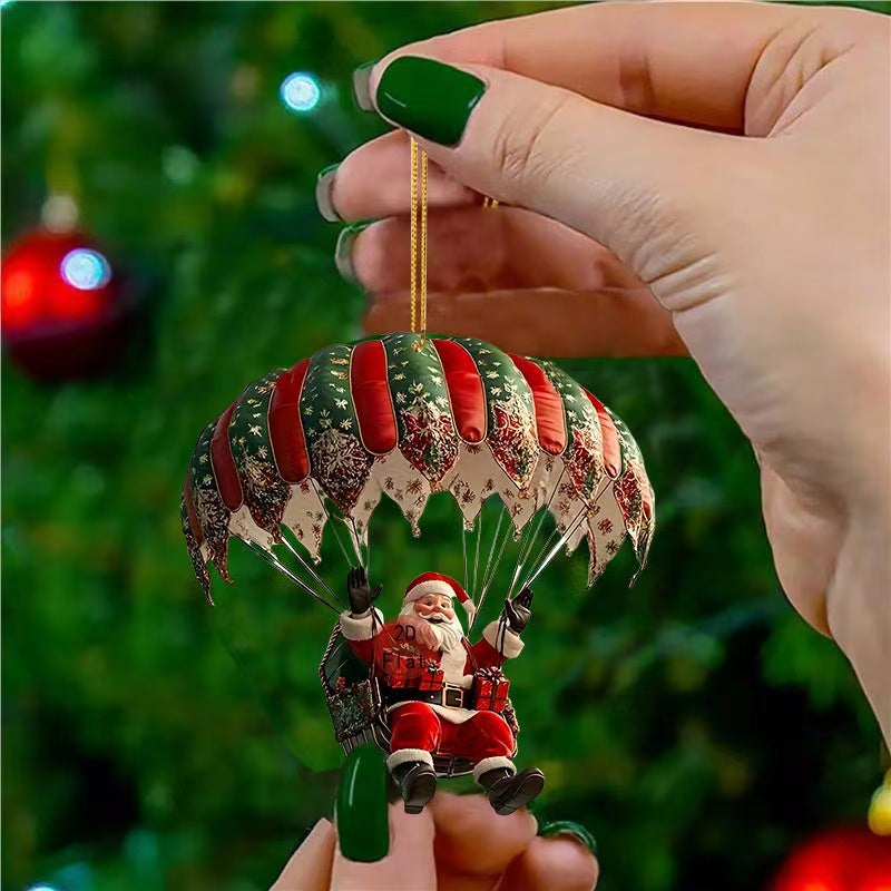 Santa Hot Air Balloon Ornament | Whimsical Christmas Tree Pendant