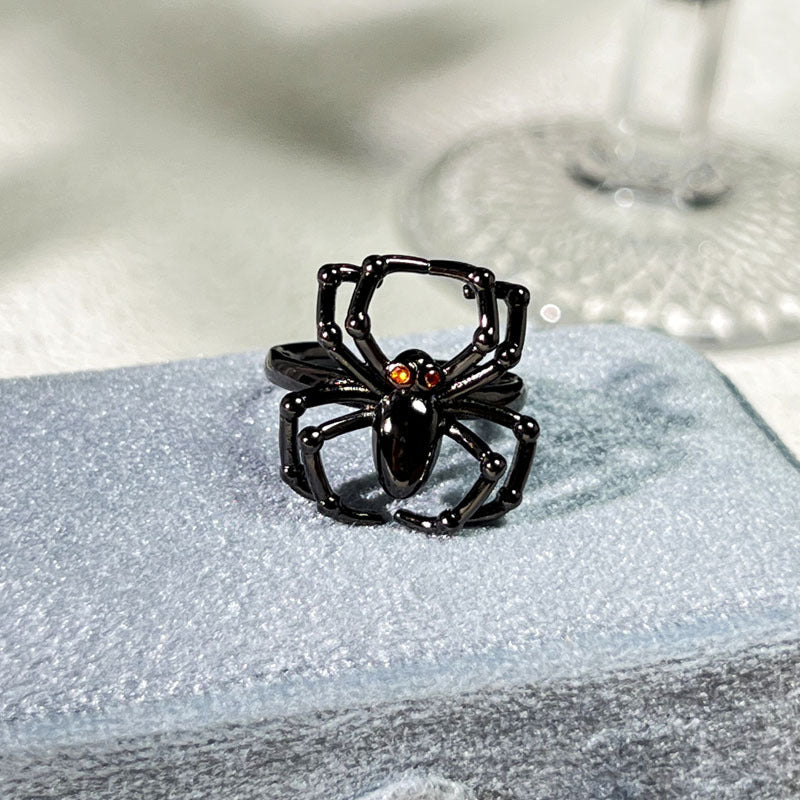 Halloween Ghost & Spider Gothic Ring | Dark Spooky Statement Prop