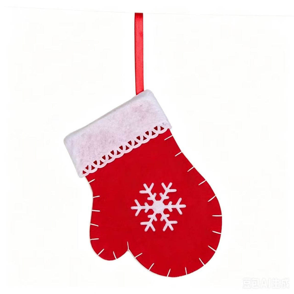 Felt Christmas Stockings | Red & Green Snowflake Holiday Hanging