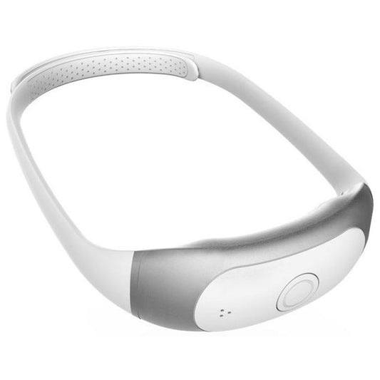 Mini heated neck massager - portable pulse therapy device in silver white