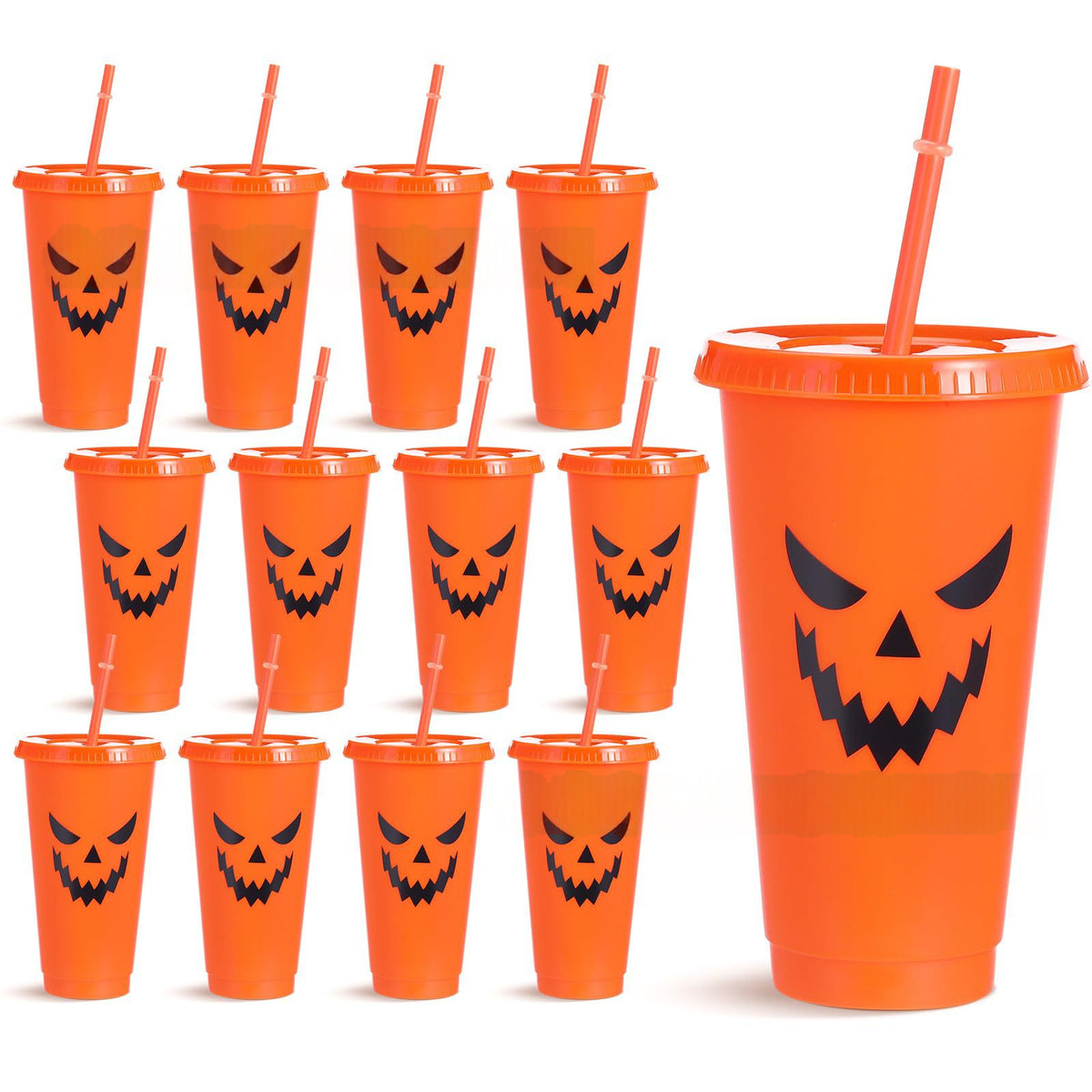 Halloween Pumpkin Party Cup with Straw | Spooky Sipper for Parties