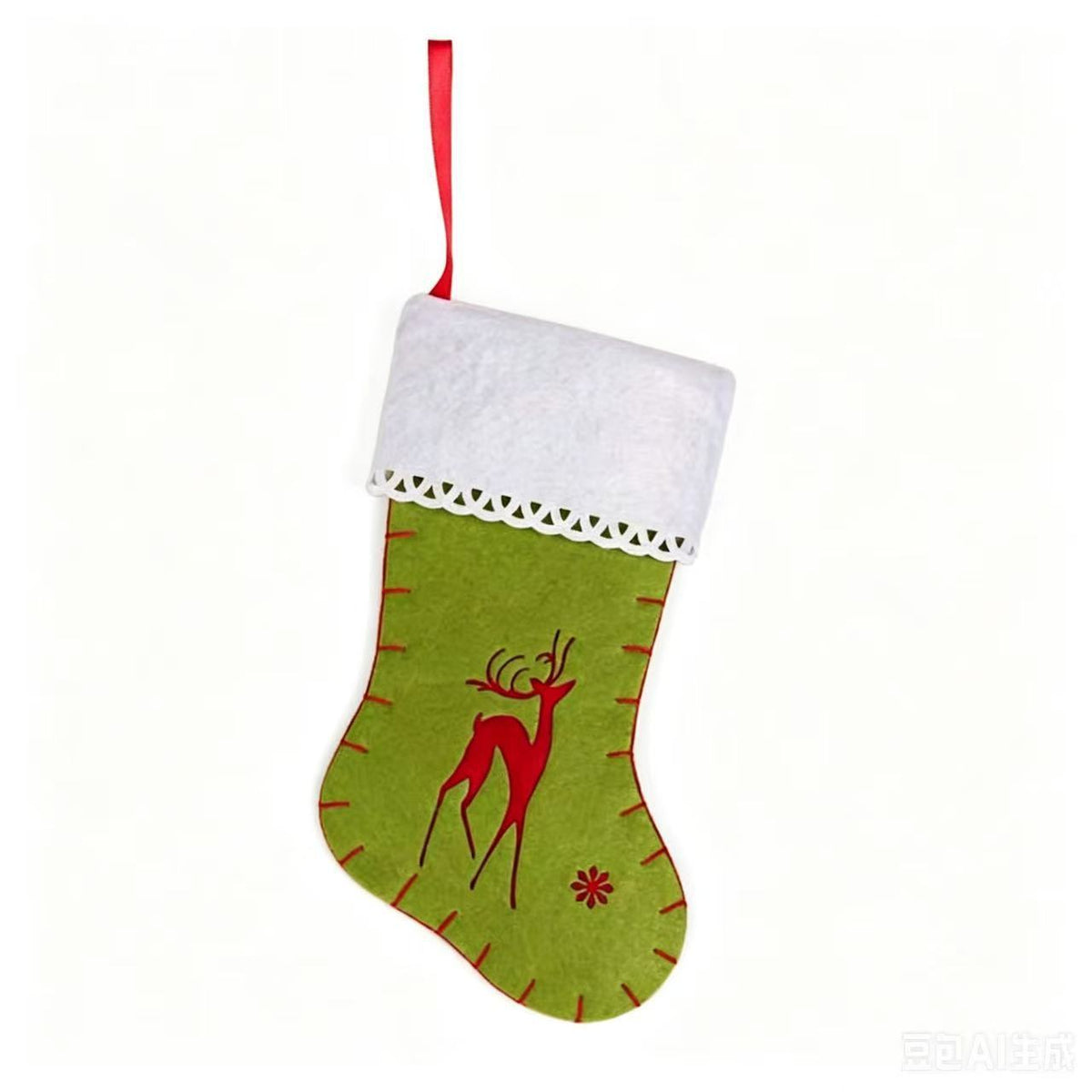 Felt Christmas Stockings | Red & Green Snowflake Holiday Hanging