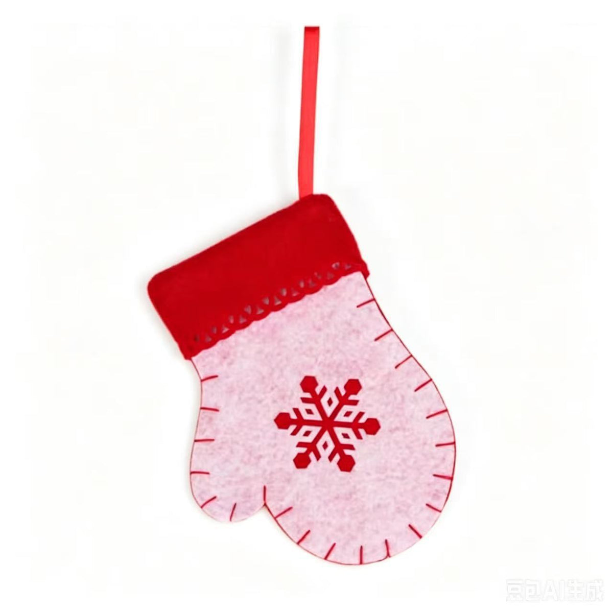 Felt Christmas Stockings | Red & Green Snowflake Holiday Hanging