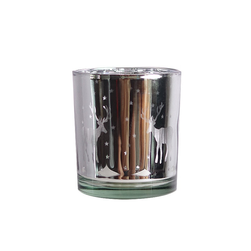 Snowflake Glass Candle Holder | Electroplated Christmas Centerpiece