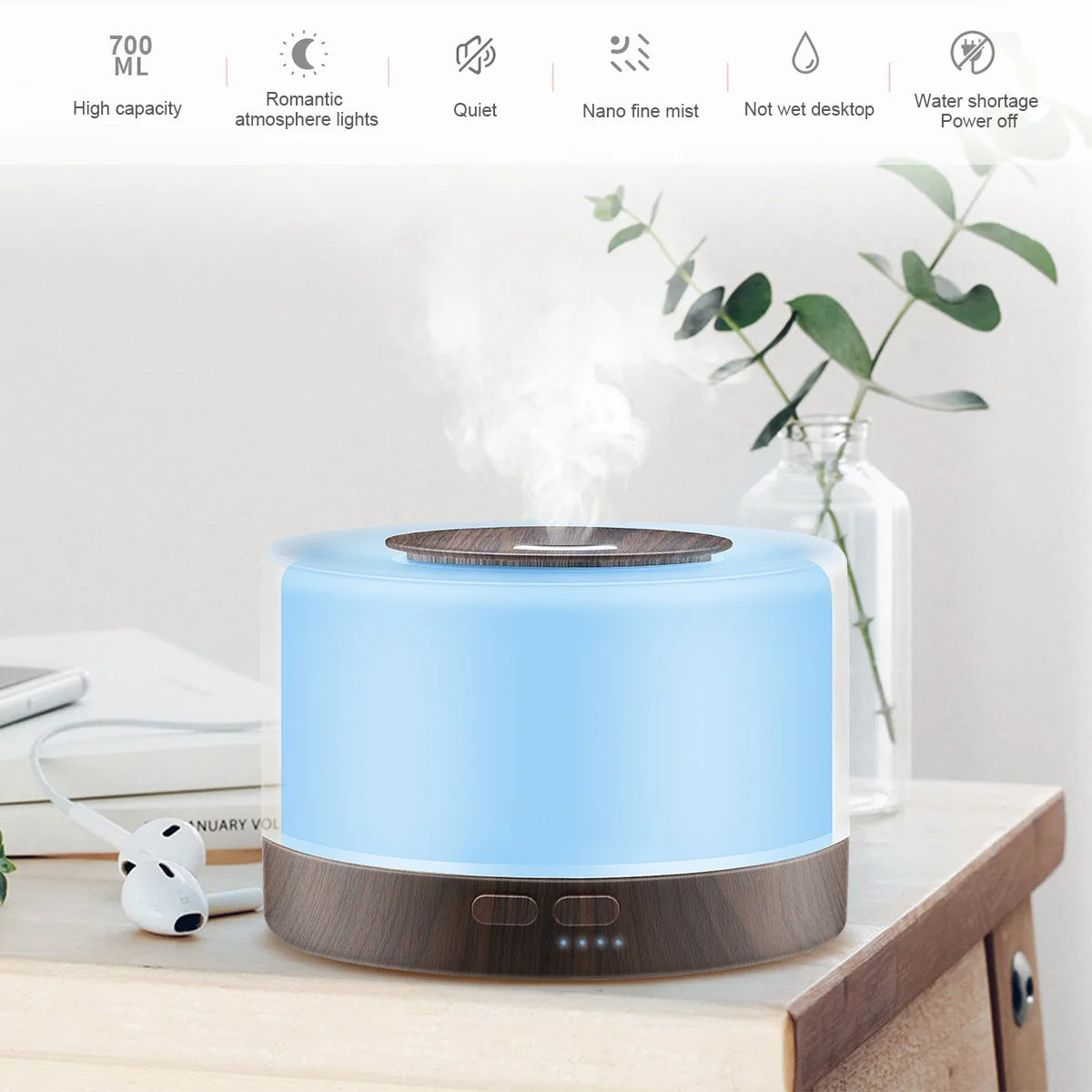Ultrasonic Aroma Diffuser - Pure Essential Oil Diffuser for Home & Office