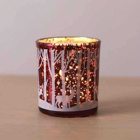 Snowflake Glass Candle Holder | Electroplated Christmas Centerpiece