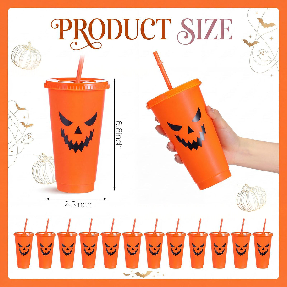 Halloween Pumpkin Party Cup with Straw | Spooky Sipper for Parties