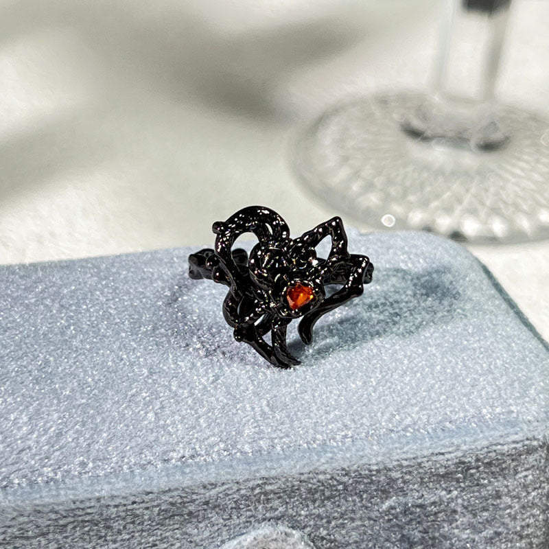 Halloween Ghost & Spider Gothic Ring | Dark Spooky Statement Prop