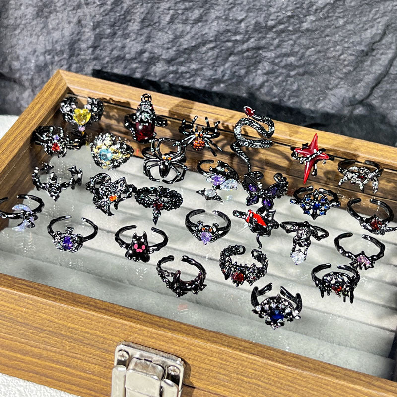 Halloween Ghost & Spider Gothic Ring | Dark Spooky Statement Prop