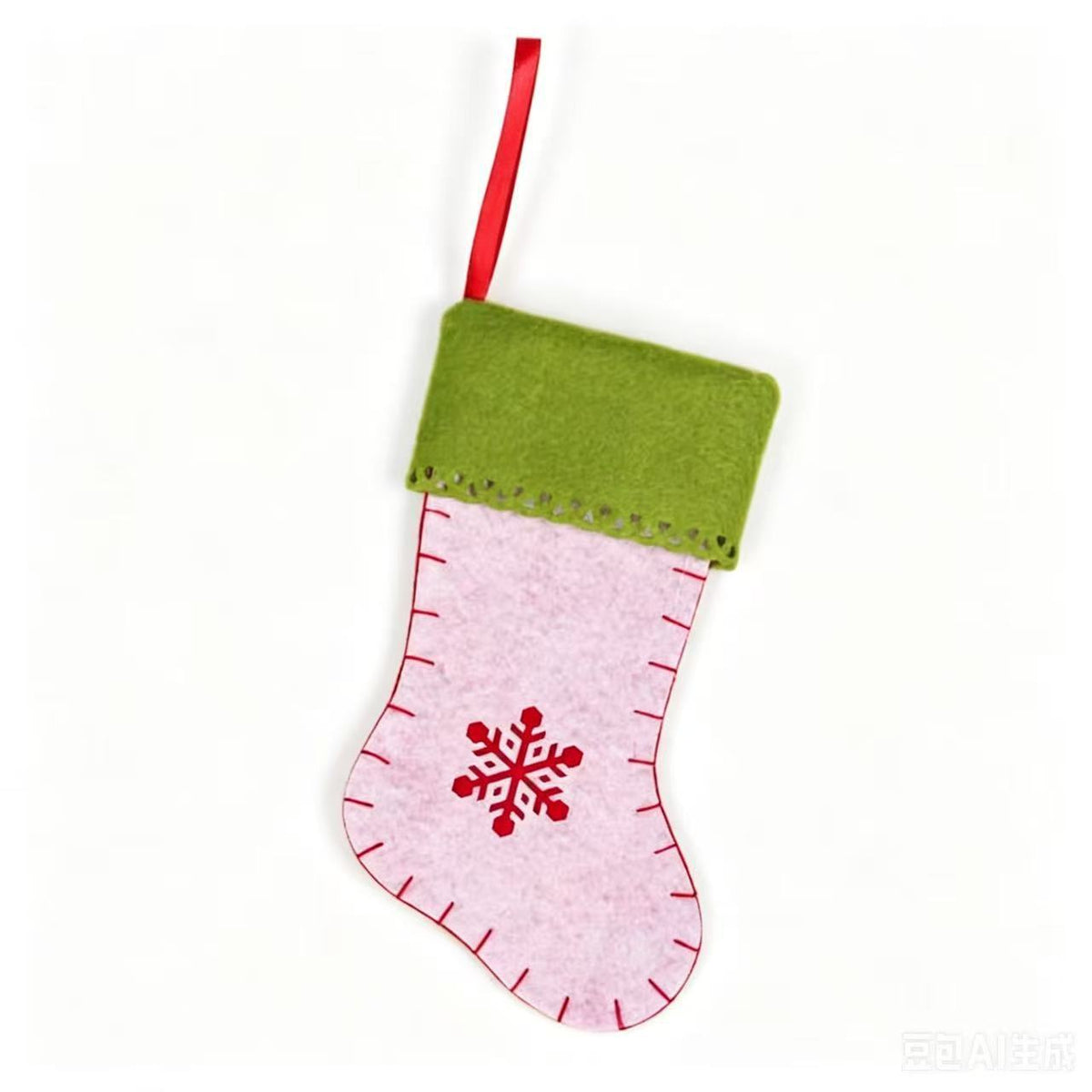 Felt Christmas Stockings | Red & Green Snowflake Holiday Hanging