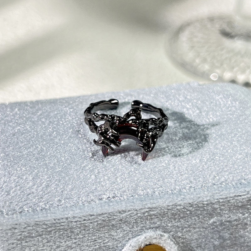 Halloween Ghost & Spider Gothic Ring | Dark Spooky Statement Prop