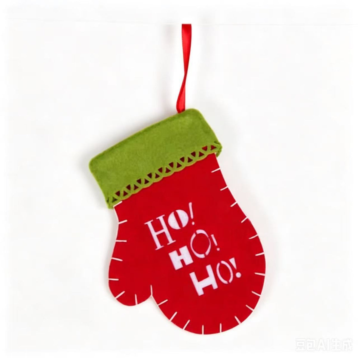 Felt Christmas Stockings | Red & Green Snowflake Holiday Hanging